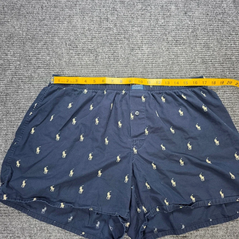 Polo Ralph Lauren All Over Pony Logo Woven Boxer Shorts Men's Size XL Navy Blue